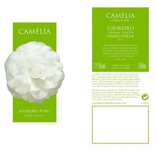 Front and back labels of the Camélia wine.